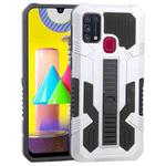 For Samsung Galaxy M31 / M21 / M30S Vanguard Warrior All Inclusive Double-color Shockproof TPU + PC Protective Case with Holder(Silver White)