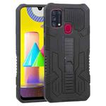 For Samsung Galaxy M31 / M21 / M30S Vanguard Warrior All Inclusive Double-color Shockproof TPU + PC Protective Case with Holder(Rock Black)