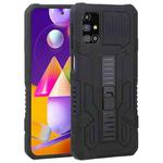 For Samsung Galaxy M31s Vanguard Warrior All Inclusive Double-color Shockproof TPU + PC Protective Case with Holder(Rock Black)