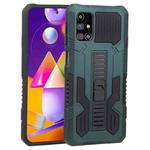 For Samsung Galaxy M31s Vanguard Warrior All Inclusive Double-color Shockproof TPU + PC Protective Case with Holder(Graphite Green)