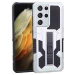 For Samsung Galaxy S21 Ultra 5G Vanguard Warrior All Inclusive Double-color Shockproof TPU + PC Protective Case with Holder(Silver White)