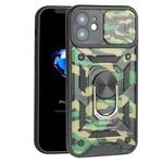 For iPhone 12 Sliding Camera Cover Design Camouflage Series TPU+PC Protective Case(Green)