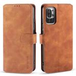 For Xiaomi Redmi Note 10 5G DG.MING Retro Oil Side Horizontal Flip Leather Case with Holder & Card Slots & Wallet(Brown)