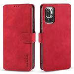 For Xiaomi Redmi Note 10 5G DG.MING Retro Oil Side Horizontal Flip Leather Case with Holder & Card Slots & Wallet(Red)