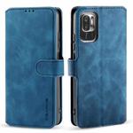 For Xiaomi Redmi Note 10 5G DG.MING Retro Oil Side Horizontal Flip Leather Case with Holder & Card Slots & Wallet(Blue)