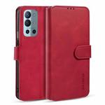 For OnePlus 9R DG.MING Retro Oil Side Horizontal Flip Leather Case with Holder & Card Slots & Wallet(Red)