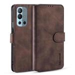 For OnePlus 9R DG.MING Retro Oil Side Horizontal Flip Leather Case with Holder & Card Slots & Wallet(Coffee)