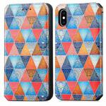 For iPhone X / XS Colorful Magnetic Horizontal Flip PU Leather Case with Holder & Card Slot & Wallet(Rhombus Mandala)
