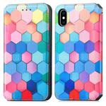 For iPhone X / XS Colorful Magnetic Horizontal Flip PU Leather Case with Holder & Card Slot & Wallet(Colorful Cube)