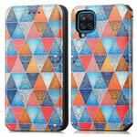 For Samsung Galaxy A12 Colorful Magnetic Horizontal Flip PU Leather Case with Holder & Card Slot & Wallet(Rhombus Mandala)