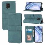 For Xiaomi Redmi Note 9 Pro Max Embossed Striped Magnetic Buckle PU + TPU Horizontal Flip Leather Case with Holder & Card Slot & Wallet & Photo Frame & Sling(Green)