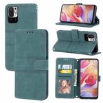 For Xiaomi Redmi Note 10 Embossed Striped Magnetic Buckle PU + TPU Horizontal Flip Leather Case with Holder & Card Slot & Wallet & Photo Frame & Sling(Green)