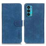 For Motorola Edge 20 KHAZNEH Retro Texture PU + TPU Horizontal Flip Leather Case with Holder & Card Slots & Wallet(Blue)