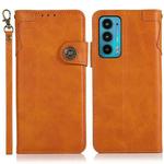 For Motorola Edge 20 KHAZNEH Dual-Splicing Cowhide Texture Horizontal Flip Leather Case with Holder & Card Slots & Wallet & Photo Frame & Lanyard(Brown)