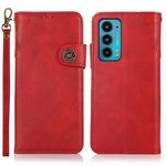 For Motorola Edge 20 KHAZNEH Dual-Splicing Cowhide Texture Horizontal Flip Leather Case with Holder & Card Slots & Wallet & Photo Frame & Lanyard(Red)