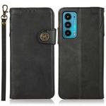 For Motorola Edge 20 KHAZNEH Dual-Splicing Cowhide Texture Horizontal Flip Leather Case with Holder & Card Slots & Wallet & Photo Frame & Lanyard(Black)