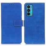 For Motorola Edge 20 Magnetic Crocodile Texture Horizontal Flip Leather Case with Holder & Card Slots & Wallet(Blue)