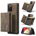 For Samsung Galaxy A02s DG.MING M1 Series 3-Fold Multi Card Wallet  Back Cover Shockproof Case with Holder Function(Coffee)