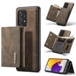 For Samsung Galaxy A72 5G / 4G DG.MING M1 Series 3-Fold Multi Card Wallet  Back Cover Shockproof Case with Holder Function(Coffee)