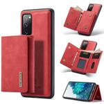 For Samsung Galaxy S20 FE DG.MING M1 Series 3-Fold Multi Card Wallet  Back Cover Shockproof Case with Holder Function(Red)