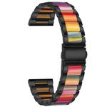 For Samsung Smart Watch 20mm Three-beads Steel + Resin Watch Band(Black Rainbow)