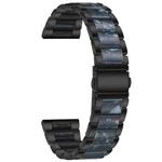 For Samsung Smart Watch 20mm Three-beads Steel + Resin Watch Band(Black Blue)