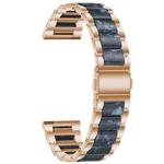 For Samsung Smart Watch 20mm Three-beads Steel + Resin Watch Band(Rose Gold Blue)