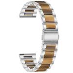 For Samsung Smart Watch 20mm Three-beads Steel + Resin Watch Band(Silver Gold)