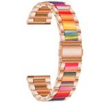 For Samsung Smart Watch 22mm Three-beads Steel + Resin Watch Band(Rose Gold Rainbow)