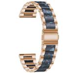 For Samsung Smart Watch 22mm Three-beads Steel + Resin Watch Band(Rose Gold Blue)