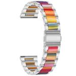 For Samsung Smart Watch 22mm Three-beads Steel + Resin Watch Band(Silver Rainbow)