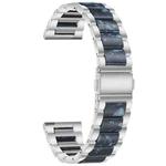 For Samsung Smart Watch 22mm Three-beads Steel + Resin Watch Band(Silver Blue)