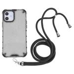 For iPhone 12 mini Shockproof Honeycomb PC + TPU Case with Neck Lanyard (Grey)