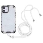 For iPhone 12 mini Shockproof Honeycomb PC + TPU Case with Neck Lanyard (White)