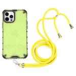 For iPhone 12 Pro Max Shockproof Honeycomb PC + TPU Case with Neck Lanyard(Green)