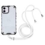 For iPhone 11 Shockproof Honeycomb PC + TPU Case with Neck Lanyard (White)
