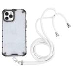 For iPhone 11 Pro Shockproof Honeycomb PC + TPU Case with Neck Lanyard (White)