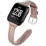 For Fitbit Versa 2 Smart Watch Leather Watch Band, Shrink Version(Brown)
