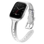 For Fitbit Versa 2 Smart Watch Leather Watch Band, Shrink Version(Silver)
