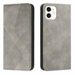 Skin Feel Magnetic S-type Solid Color Horizontal Flip Leather Case with Holder & Card Slot & Wallet For iPhone 13(Grey)