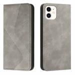 Skin Feel Magnetic S-type Solid Color Horizontal Flip Leather Case with Holder & Card Slot & Wallet For iPhone 13 mini(Grey)