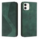 Skin Feel Magnetic S-type Solid Color Horizontal Flip Leather Case with Holder & Card Slot & Wallet For iPhone 13 mini(Green)