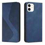 Skin Feel Magnetic S-type Solid Color Horizontal Flip Leather Case with Holder & Card Slot & Wallet For iPhone 13 mini(Blue)