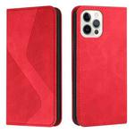 Skin Feel Magnetic S-type Solid Color Horizontal Flip Leather Case with Holder & Card Slot & Wallet For iPhone 13 Pro Max(Red)