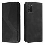 For Samsung Galaxy A03s Skin Feel Magnetic S-type Solid Color Horizontal Flip Leather Case with Holder & Card Slot & Wallet(Black)