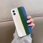 For iPhone 11 Herringbone Texture Silicone Protective Case (Rainbow Blue)