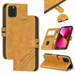 Stitching Style 2-Color Cow Texture Horizontal Flip PU Leather Case with Holder & Card Slot & Lanyard For iPhone 13(Yellow)