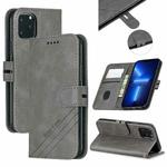 Stitching Style 2-Color Cow Texture Horizontal Flip PU Leather Case with Holder & Card Slot & Lanyard For iPhone 13 Pro(Gray)