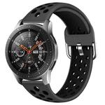 For Galaxy Watch 46 / S3 / Huawei Watch GT 1 / 2 22mm Smart Watch Silicone Double Color Watch Band, Size:L(Grey Black)