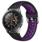 For Galaxy Watch 46 / S3 / Huawei Watch GT 1 / 2 22mm Smart Watch Silicone Double Color Watch Band, Size:L(Black Purple)